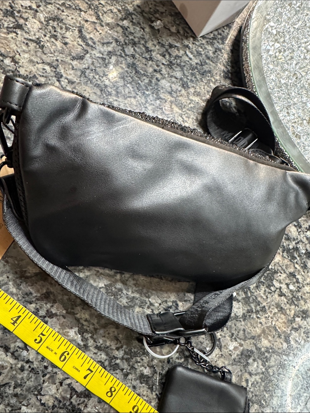 Steve Madden Black Crystal-Embellished Crossbody belt sling bag NWT - Picture 14 of 16